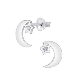 Mond und Stern Ohrringe 925 Silber