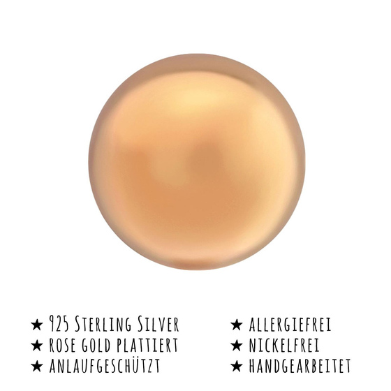 Das Bild mit Beschreibung zeigt Kinder Ohrringe Kugel Ohrstecker aus 925 Sterling Silver echt Silber mit rose Gold plattiert