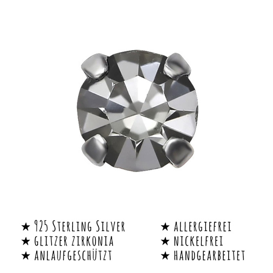 Das Bild mit Beschreibung zeigt Kinder Ohrringe Kristall Ohrstecker aus 925 Sterling Silver echt Silber