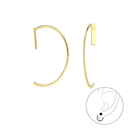 Stab Halb Creolen 925 Silber