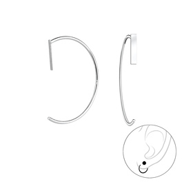 Stab Halb Creolen 925 Silber