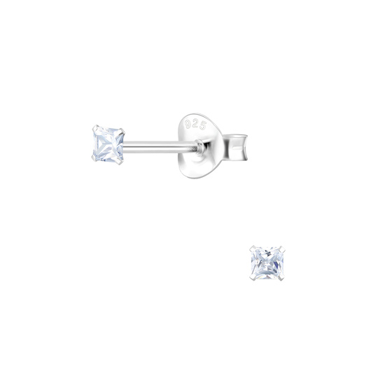 2mm Zirkonia Ohrringe 925 Silber