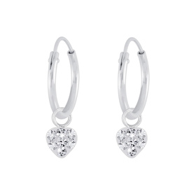 Herz Kristall Creolen 925 Silber