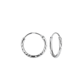 12mm Diamond Cut Creolen 925 Silber