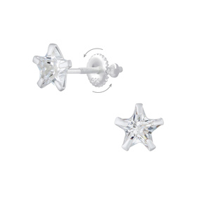 6mm Sterne Zirconia Ohrringe Schraubverschluss 925 Silber