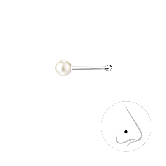 2mm Perlen Nasenstecker 925 Silber
