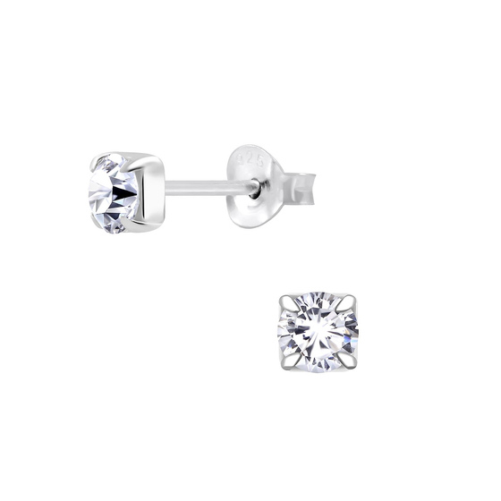 4mm Zirkonia Ohrringe 925 Silber