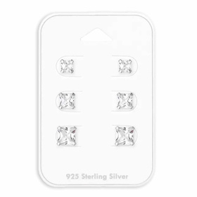 Exklusive Silberne Quadratische Ohrstecker mit Zirkonia ?...