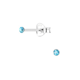 2mm Kristall Ohrringe 925 Silber