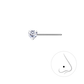 3mm Herz Zirkonia Nasenstecker 925 Silber