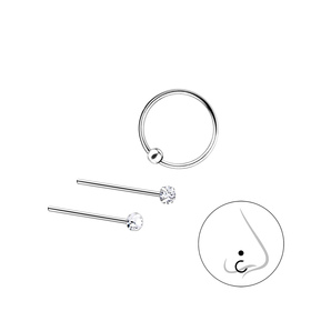 Gemischtes Nasenstecker Set 925 Silber