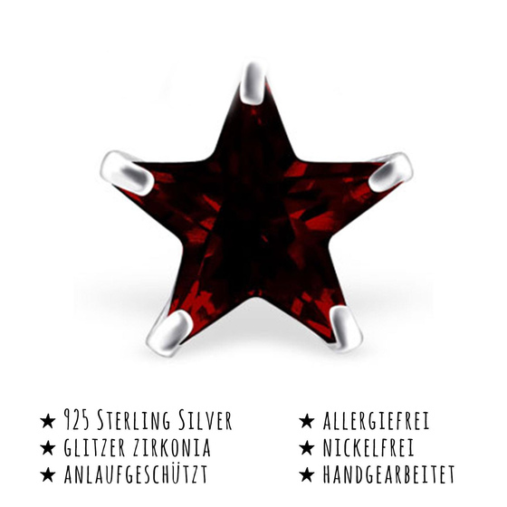 Das Bild mit Beschreibung zeigt Kinder Ohrringe Stern Ohrstecker aus 925 Sterling Silver echt Silber mit 2 Kristallen