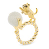 Auf dem Bild zu sehen sind Damen Ringe mit Katze Ball aus Messing Gold plattiert mit Emaille handbemalt