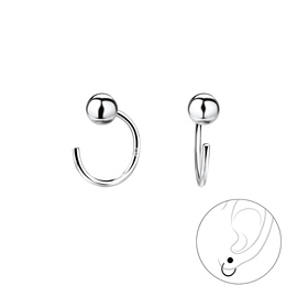 4mm Ball Halb Creolen 925 Silber