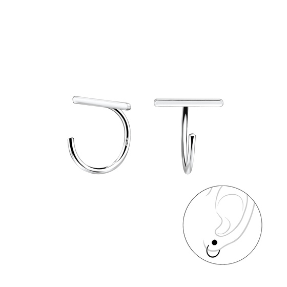 Stab Halb Creolen 925 Silber