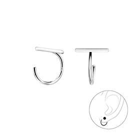 Stab Halb Creolen 925 Silber