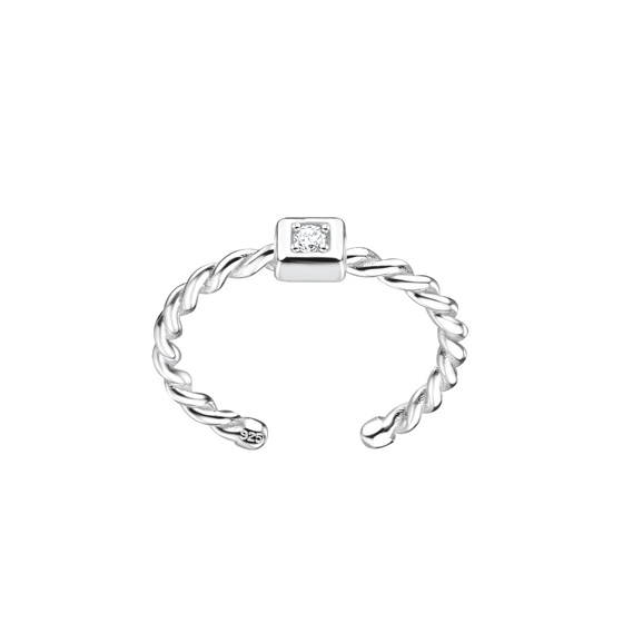 Gedrehter Zehenring 925 Silber