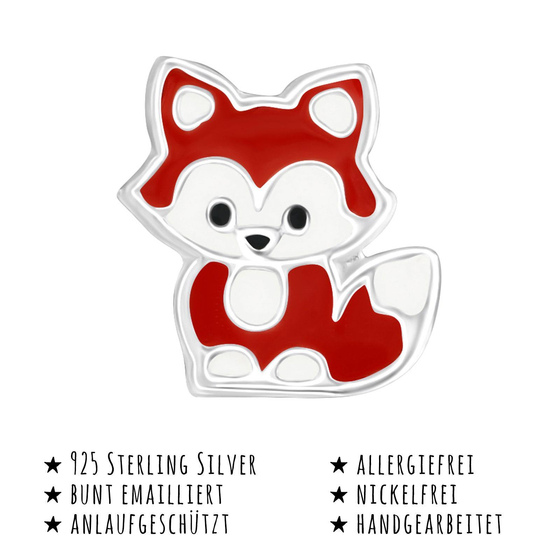 Das Bild mit Beschreibung zeigt Kinder Ohrringe Fuchs Ohrstecker aus 925 Sterling Silver echt Silber