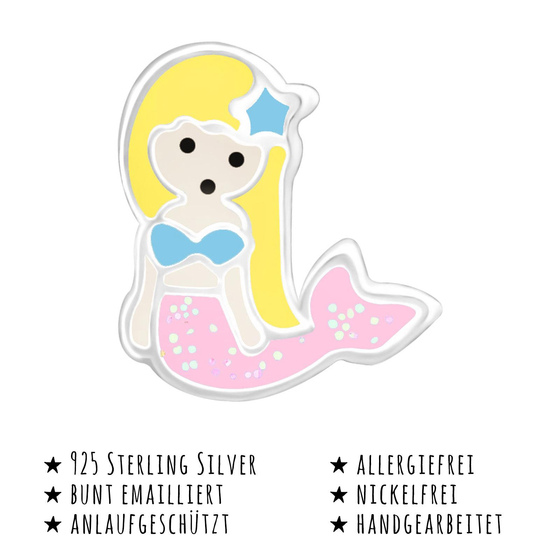Das Bild mit Beschreibung zeigt Kinder Ohrringe Meerjungfrau Ohrstecker aus 925 Sterling Silver echt Silber