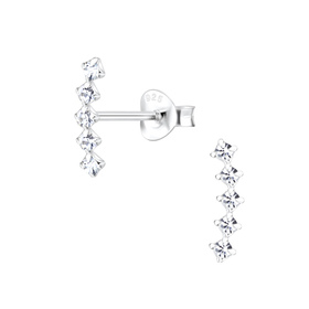 Gebogene Kristall Ohrringe 925 Silber