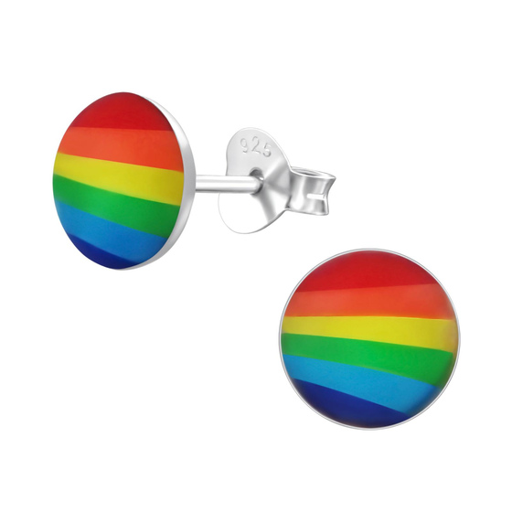 Auf dem Bild zu sehen sind Kinder Ohrringe Regenbogen Ohrstecker aus 925 Sterling Silver echt Silber