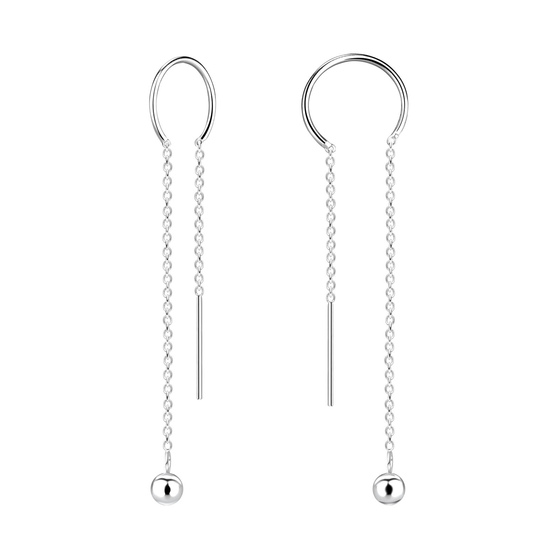 Silberfaden und Kugel Ohrringe 925 Silber