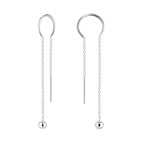 Silberfaden und Kugel Ohrringe 925 Silber