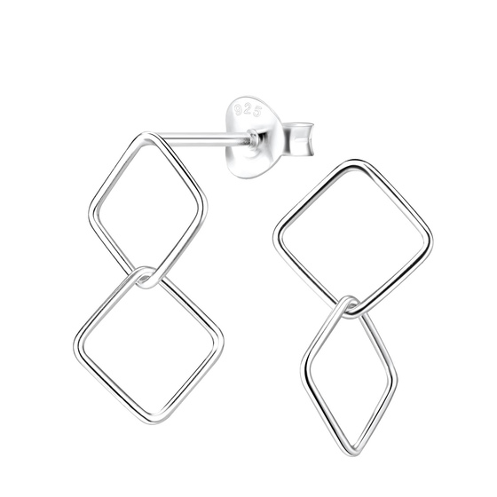 Quadratische Ohrringe 925 Silber