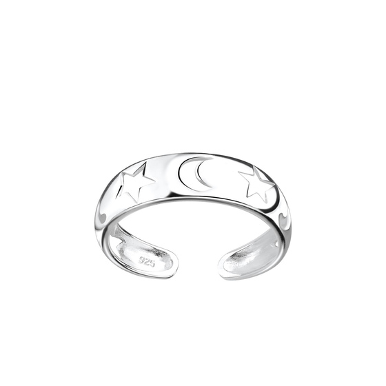 Mond und Stern Zehenring 925 Silber