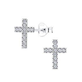 Kreuz Zirkonia Ohrringe 925 Silber