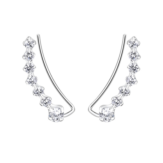 Bogen Zirkonia Ohrklemmen 925 Silber