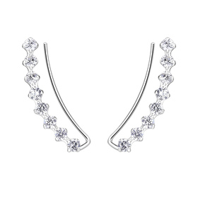 Bogen Zirkonia Ohrklemmen 925 Silber