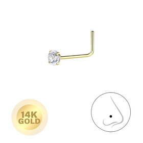 2,5mm Zirkonia Nasenstecker 14K Gold