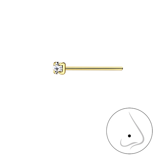 2mm Kristall Nasenstecker 925 Silber