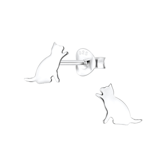 Katzen Ohrringe 925 Silber