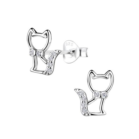 Katzen Ohrringe 925 Silber