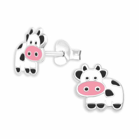 Kinder Ohrstecker Kuh in 925 Sterling Silber mit buntem...