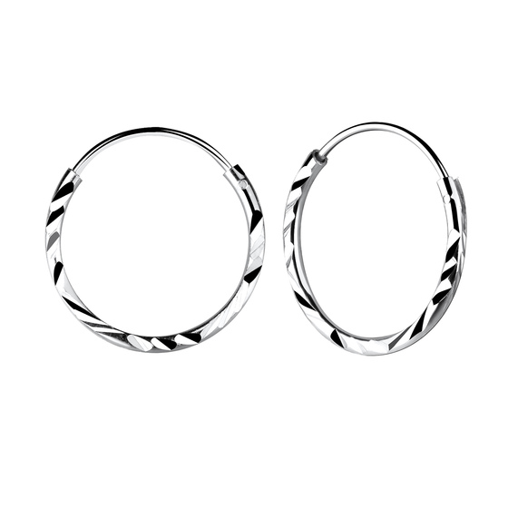 18mm Diamond Cut Creolen 925 Silber