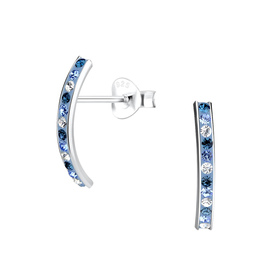 Gebogene Kristall Ohrringe 925 Silber