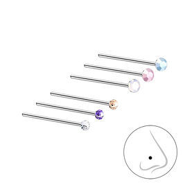 Gemischtes Nasenstecker Set 925 Silber