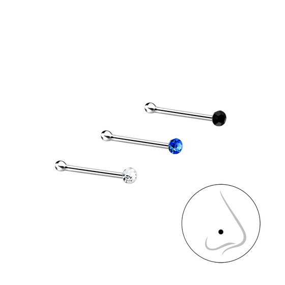Gemischtes Nasenstecker Set 925 Silber