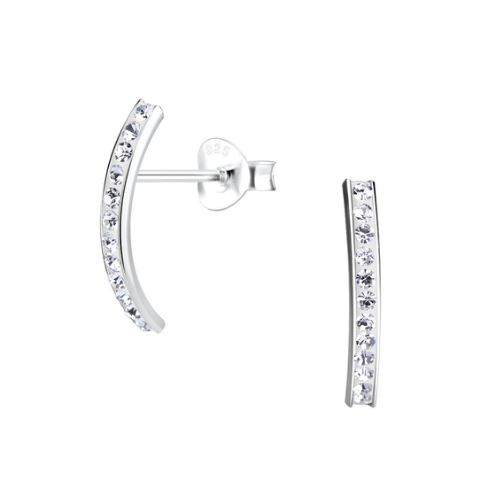 Gebogene Kristall Ohrringe 925 Silber