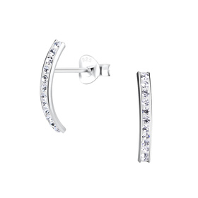 Gebogene Kristall Ohrringe 925 Silber