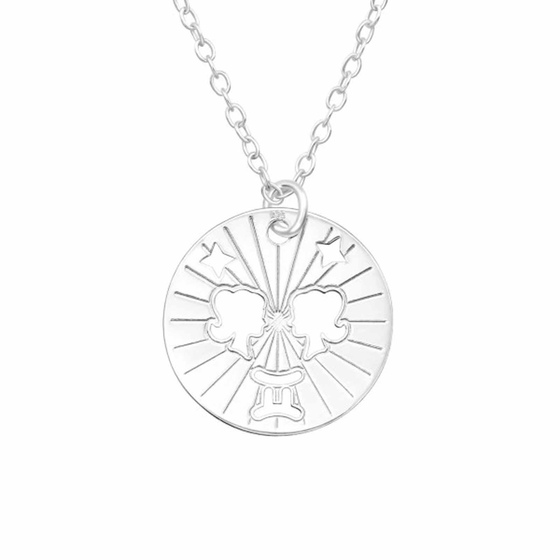 Elegante Zwillinge-Sternzeichen Halskette in 925 Sterling Silber