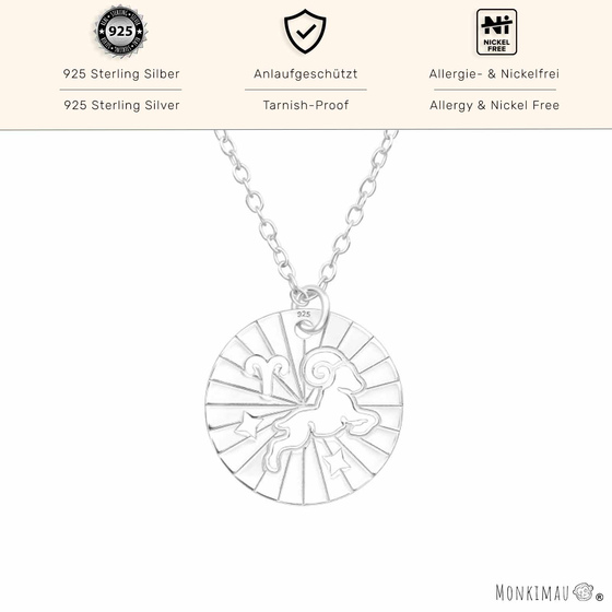 Elegante Silber Halskette mit Widder-Sternzeichen 925 Sterling Silber