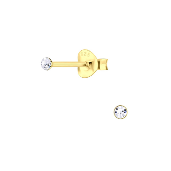 2mm Kristall Ohrringe 925 Silber