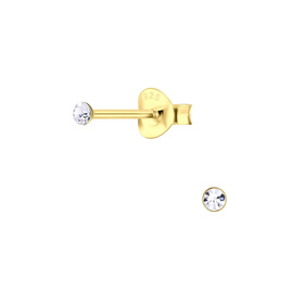 2mm Kristall Ohrringe 925 Silber