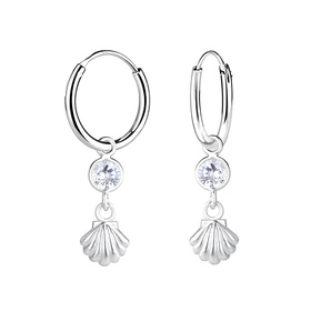 Muschel Zirkonia Creolen 925 Silber