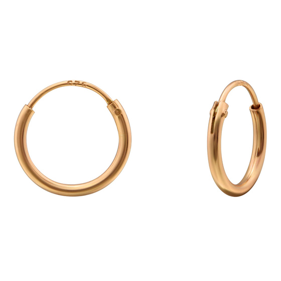 Auf dem Bild zu sehen sind Damen Ohrringe Creolen aus 925 Sterling Silver echt Silber mit rose Gold plattiert Durchmesser 10mm