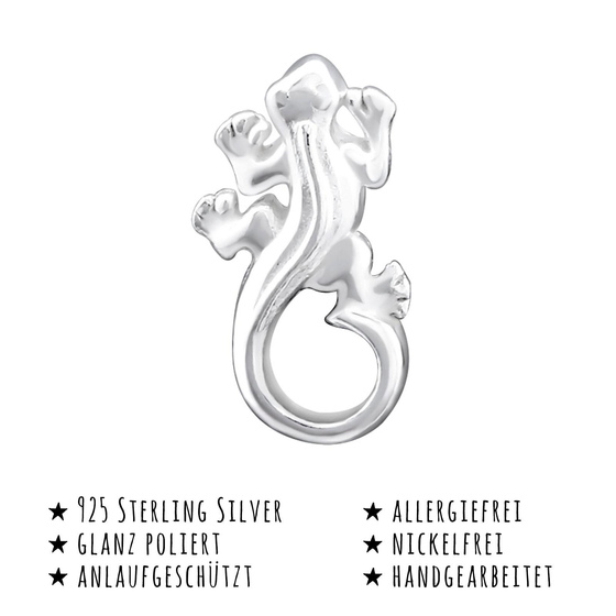 Das Bild mit Beschreibung zeigt Kinder Ohrringe Gecko Salamander Ohrstecker aus 925 Sterling Silver echt Silber